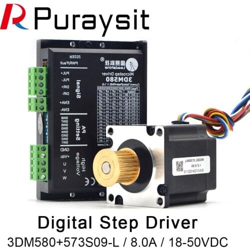 Leadshine 3 Phase Stepper Motor 573S09-L+Stepper Driver 3DM580 for CO2 Laser Engraving Cutting Machine