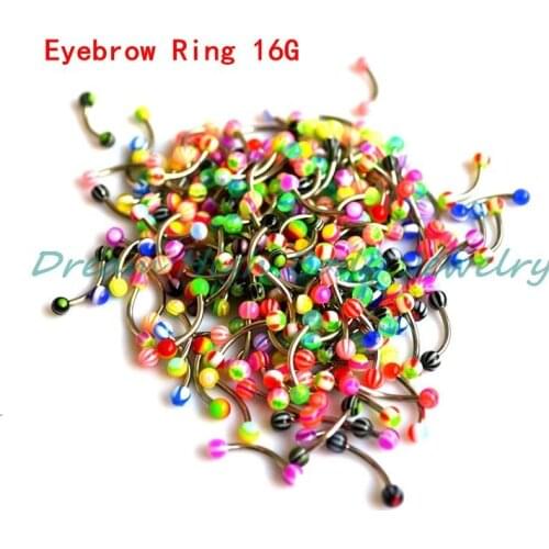 New Arrival Eyebrow Ring UV Ball 16G Eyebrow Piercing Stud 316L stainless Steel mixed Color 500pcs/lot