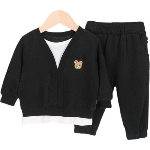 Spring Autumn Kids Cartoon Costume Children Casual T-shirt Pants Toddler Fashion Letter Clothes Boys Baby Girl O-Neck Tracksuits