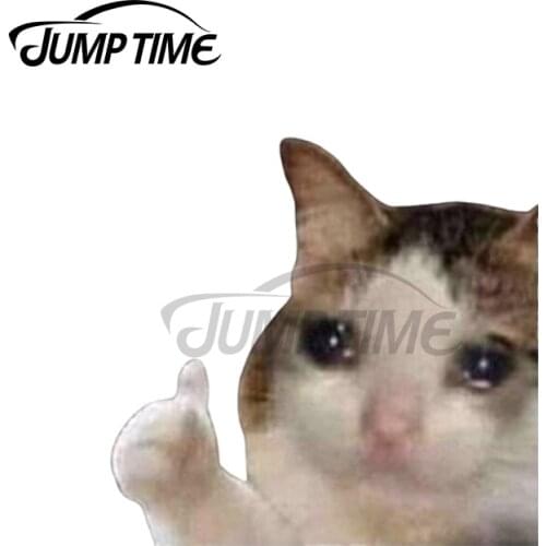 Jump Time 13 x 9.2cm For Cat Thumbs Up Peeker Car Sticker Waterproof Decal Vinyl Material Decals Scratch-proof For JDM SUV RV