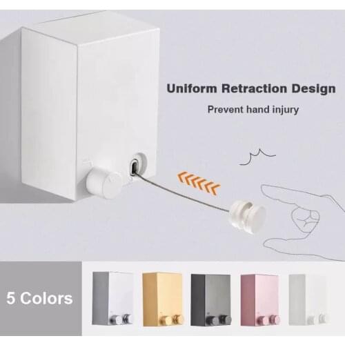 Stainless Steel Retractable Indoor Clothes Line Rope Wall Hanger ABS Drying Rack Balcony Bathroom Invisible Clothesline