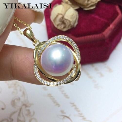 YIKALAISI 12-13mm Oblate Natural Freshwater Pendants Jewelry For Women 925 Sterling Silver Necklaces New Arrivals Wholesales