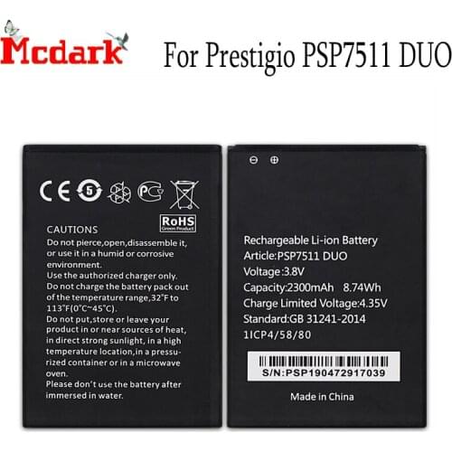 For Prestigio Muze B7 PSP7511 DUO Battery Replacement High Quality Large Capacity 2300mAh Back Up Bateria