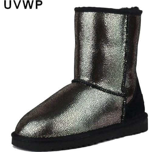 New Top Quality Genuine Sheepskin 100% Natural Sheep Fur Snow Boots Warm Wool Women Boots Fashion Winter Boots Free Shipping