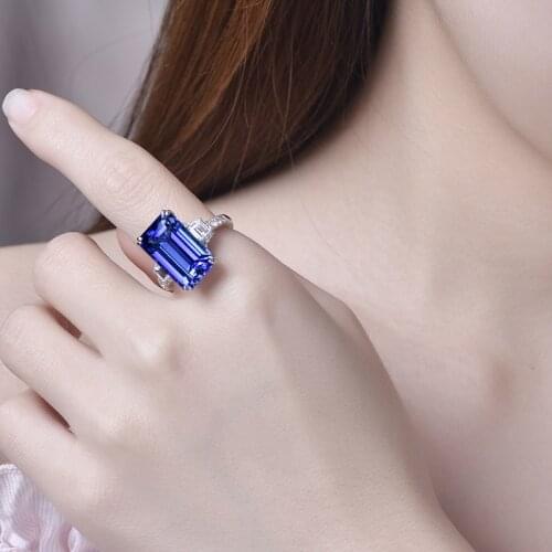 Women Rings Vintage 925 Sterling Silver Emerald Diamonds Gemstone Wedding Engagement Ring Fine Jewelry Wholesale Drop Shipping