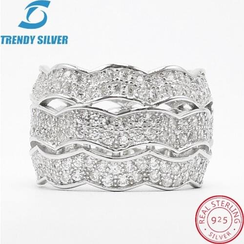 Vintage rings silver real 925 sterling jewelry for women rose gold with stone zircon solid elegant