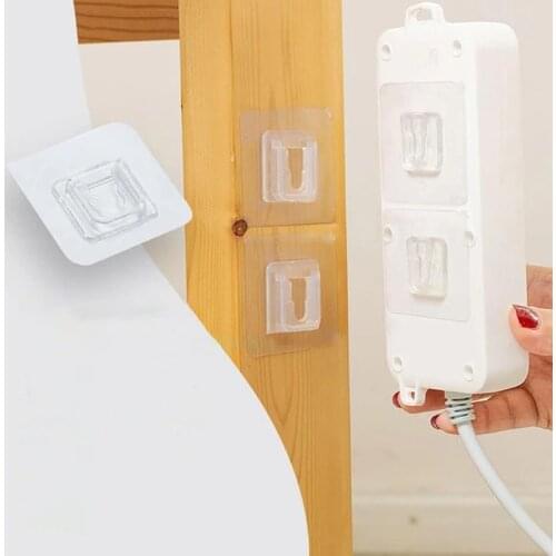10pcs Double-Sided Adhesive Wall Hooks Hanger Strong Waterproof Oil-Proof Suction Wall Storage Kitchen Bathroom Home Accessories