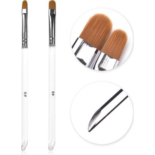 2Pcs/Set UV Gel Nail Art Brush Round Head Acrylic Brush Nail Extension Patinting Drawing Pen Nail Art Manicure Tools Set