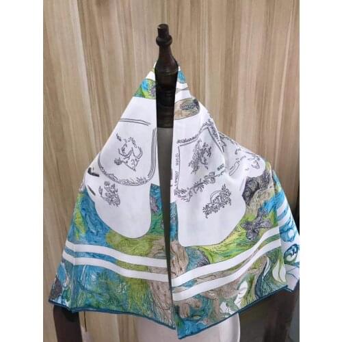 2021 new arrival winter spring classic design 100% real silk scarf twill hand made roll 90*90 cm shawl wrap for women lady