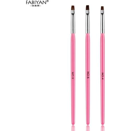 3Pcs Flat Builder Clean Up Pen Brush Carving UV Gel Polish Acrylic Extension Nail Art Tips Painting Drawing Manicure Tools Set