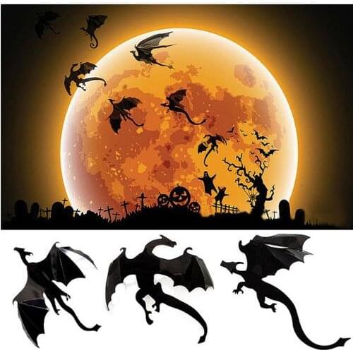 3d dragon sticker halloween fantasy decor dinosaurs wall art decals wall stickers party background decorations 7pcs /set
