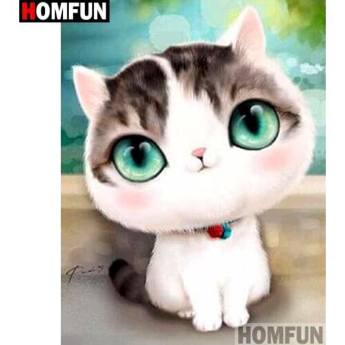 HOMFUN Full Square/Round Drill 5D DIY Diamond Painting "Cartoon cat" Embroidery Cross Stitch 3D Home Decor A10572