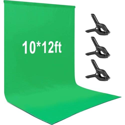 Andoer 3x3.6m/ 10x12ft Photography Background Screen Portrait Photography Backdrops Photo Studio Props with 3 Backdrop Clamps