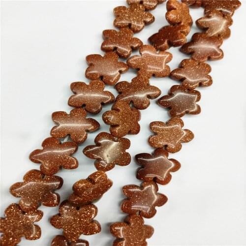 1 Strand 25Pcs 16x16x6mm Brown Gold Sand Stone Snowflake Loose Beads For DIY Jewelry Necklace Making Accessories 15.5Inch