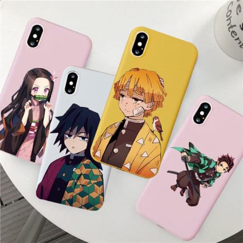 Kamado Nezuko Kimetsu Phone Case for Iphone 12 11 Pro Max Soft Phone Case for Iphone 7 8 Plus X XR XS SE2020 Demon Slayer Cover