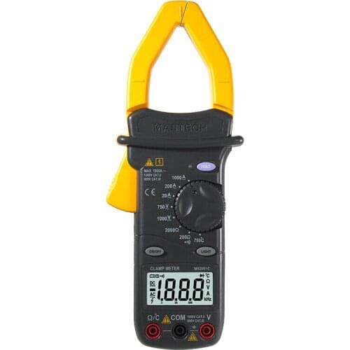 MS2001C Digital Clamp Meter Multimeter AC DC Voltage Current Diode Resistance Tester Detector with Diode and Backlit DMM