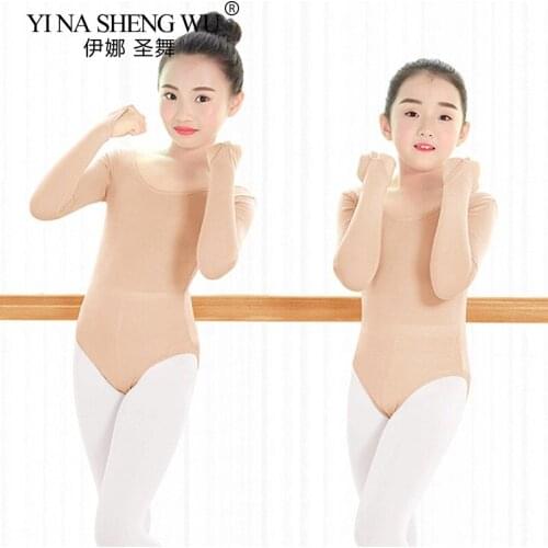 Child Long Sleeve Nude Leotard New Style Kids Gymnastics /Ballet Dance Leotard Girls Flesh Underwear Skin High Elastic Bodysuit