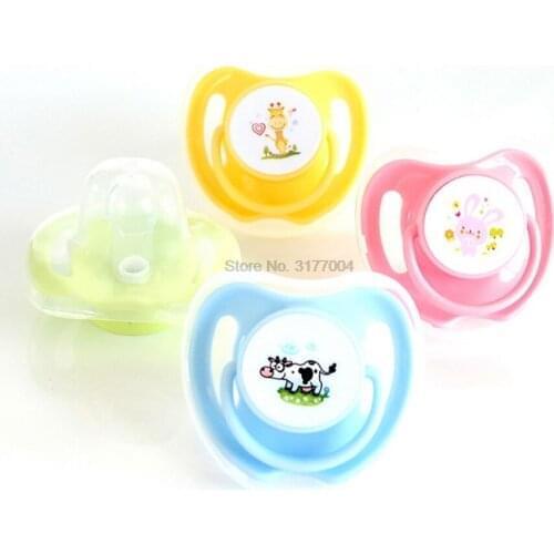 DHL 500pcs Baby animals printing Pacifiers Safe Food Grade Silicone cute Baby round and flat Nipples Pacifiers