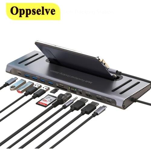 USB C Dock Sation USB C HUB to USB 3 0 HDMI-compatible RJ45 HUB for MacBook Pro USB Splitter Multi 12 Ports Type C HUB USB-C HUB