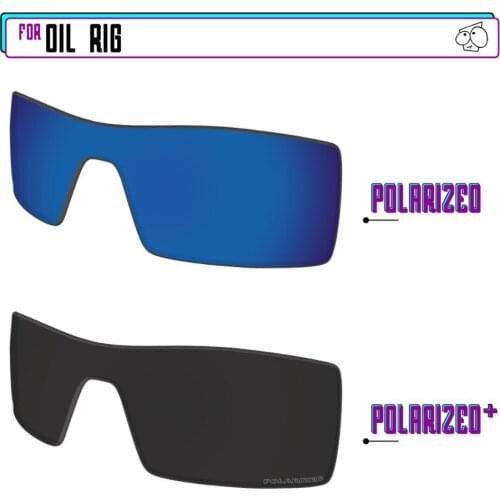EZReplace Polarized Replacement Lenses for - Oakley Oil Rig Sunglasses - BlackPPlus-SapphireP