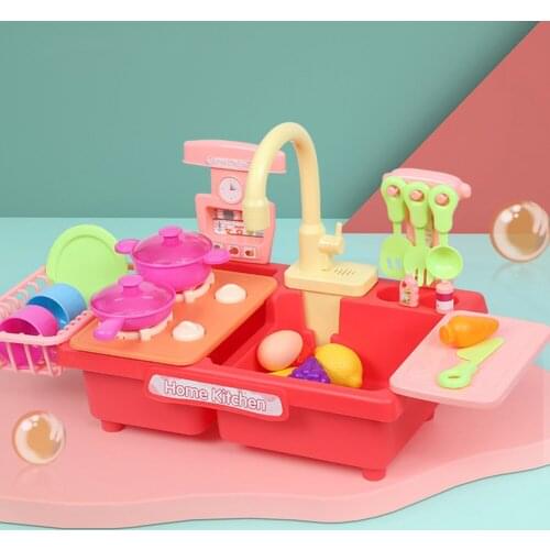 Kitchen Pretend Toys Simulation Dishwasher Toy Sink Pretend Toys Realistic Removable Drain Rack Kitchenware For Toddlers Kids