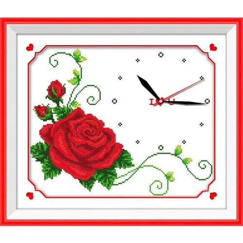 True love time cross stitch kit 14ct 11ct count print canvas wall clock stitching embroidery DIY handmade needlework