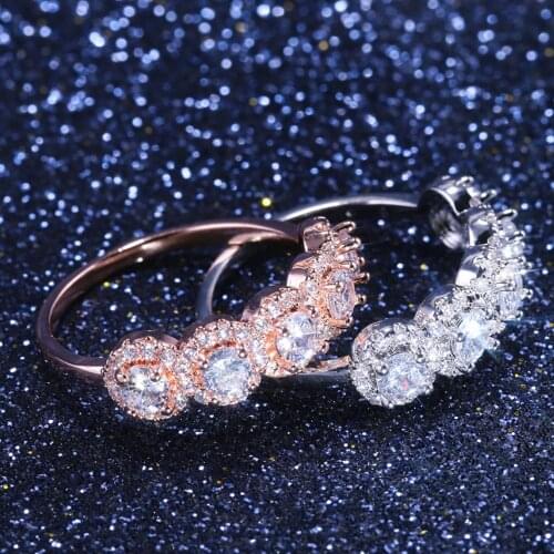 CAOSHI Bright 5 Round Cubic Zirconia Ring for Women 2 Colors Available Romantic Couple Gift High Quality Bijouterie Wholesale