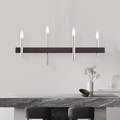 Creative restaurant chandelier personality minimalist table lamp dining room table lamp stainless steel plated candle chandelier