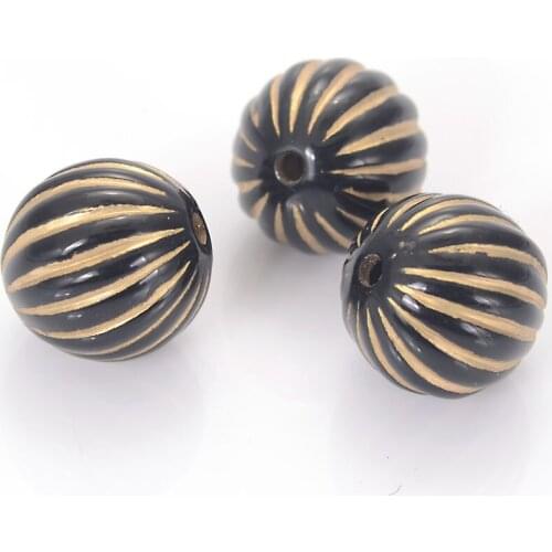 Wholesale 16mm Striped Round Acrylic Antique Style Design Beads For Women Diy Bracelet Bangle Jewelry Making Accessories