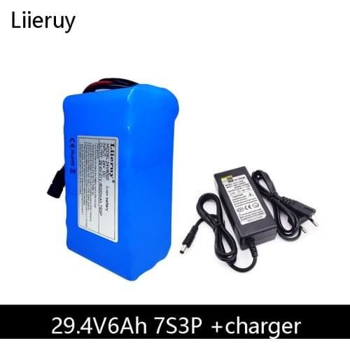 Liieruy 24V 6Ah 7S3P 18650 Li-ion battery 29.4 V 6000mah electric moped / electric bicycle battery + 29.4V 2A charger