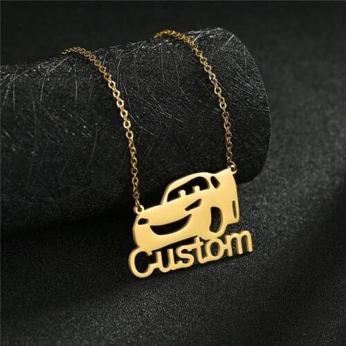 Fashion Custom Stainless Steel Name Necklace With Car Pendant Necklaces Pictures And Name Letters Custom Necklace Gifts