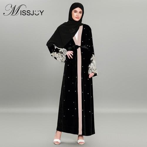 MISSJOY Muslim Dress Abaya in Dubai Islamic Clothing For Women Jilbab Djellaba Robe Musulmane Turkish Baju Robe Kimono Kaftan