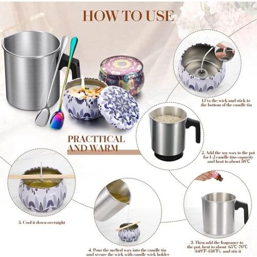 ABZS Candle Making Kit Candle Making Pouring Pot Candle Containers Candle Wicks Candle Wicks Holder for DIY Candles Making