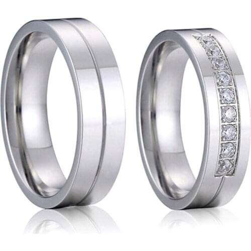 1 Pair Love Alliance gents ladies statement couple ring Marriage sterling silver color wedding rings set for men and women