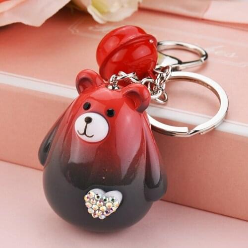 New Lovely Teddy Bear Keychain Women Girl Key Chain Car Keyring Holder for Bag Acessory Jewelry EH078B