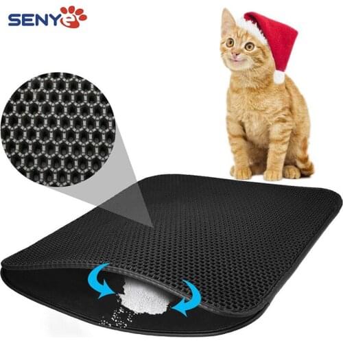 Pet Cat Litter Mat Waterproof Double Layer Litter Cat Bed Pads Trapping Pet Litter Box Mat Clean Products For Cats Accessories
