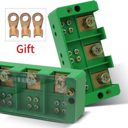 Connection Distribution Box 3-in 6-out Three phase Green Terminal Block Row Junction Metering Box Part Line
