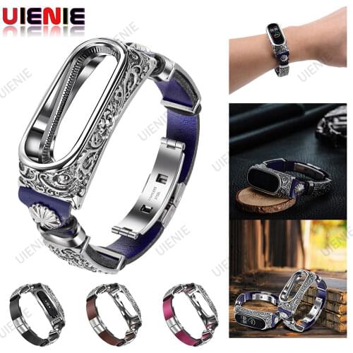 For Mi Band universal Strap Retro Genuine Leather Watch Band Bracelet for Xiaomi Mi Band 3 4 5 Wristband Accessories for Mi Band
