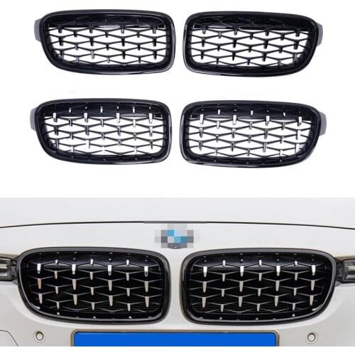 2pcs Auto Front Bumper Diamond Kidney Grill Racing Grilles For BMW 3 Series F30 F35 2011 2012 2013 2014 2015 2016 2017 2018 2019