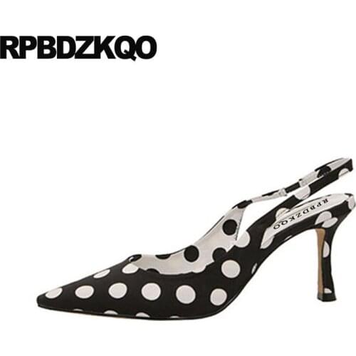 Sandals Fashion 2018 Slingback High Heels Designer 3 Inch Satin Scarpin Pumps Pointed Toe Cheap Women Summer Shoes Size 4 34