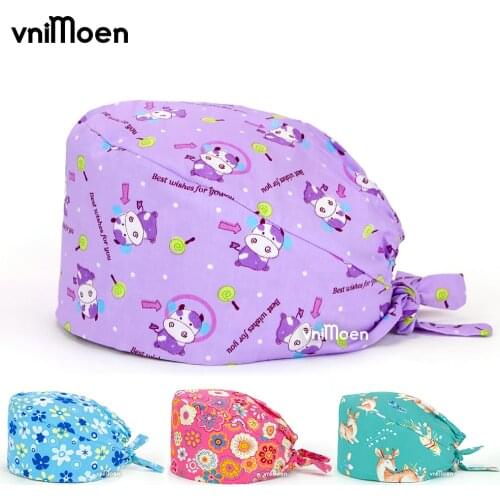 Scrubs caps laboratory Cotton Breathable Adjustable Pet Work Hat Adjustable laboratory Cap Women Men Beauty Salon dust cap