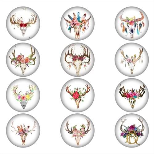 Mixed Glass Snap Button Jewelry Flower Deer Bone For DIY 18MM Button Snap Bracelet Necklace Jewelry