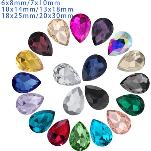 Multiple Color 50/20PcsTeardrop Rhinestone Wholesale Glass Strass Diy Drop Crafts Dress Accessories Jewelry Clothes Sticker