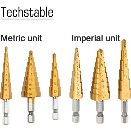 HSS Titanium Coated Step Drill Bit for Metal 3-12mm 4-12mm 4-20mm High Speed Steel Wood Drilling Power Step Cone Cutting Tools