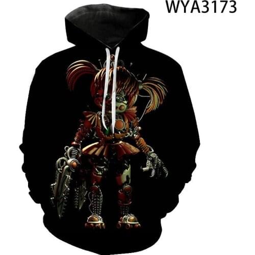 Streetwear Fashion Boy Girl Kids Fnaf 3D Printed Hoodies Sweatshirts Men Women Children Pullover Long Sleeve Cool Jacket
