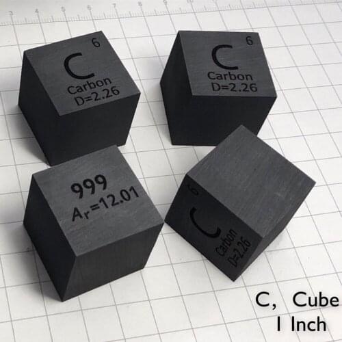 Carbon in the periodic table- Cube Side length is one inch (25.4mm) and weight is about 30.0g 99.9