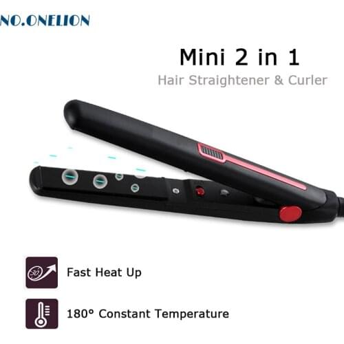 New Professional 2 in 1 Portable Hair Curler Hair Straightener Mini Flat Iron Hairs Straightening Corrugated Iron Styling Tools