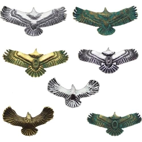 Julie Wang 7PCS Alloy Mixed Vintage Flying Eagle Charm Bird Necklace Pendant Bracelet Jewelry Making Metal Accessory