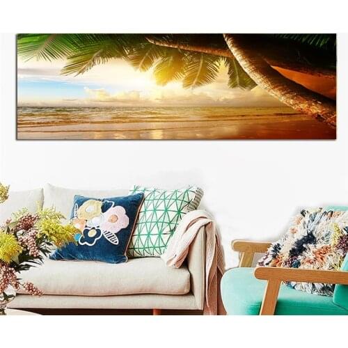 Sunsets Natural Sea Beach Coconut Palm Landscape Canvas Painting Poster and Prints Wall Art Aesthetic Picture Home Decor Cuadros