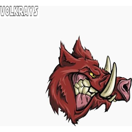 Volkrays Creative Car Sticker Angry Brown Boar Accessories Reflective PVC Decal for Opel Astra J Kia Rio 3 Mustang,10cm*9cm
